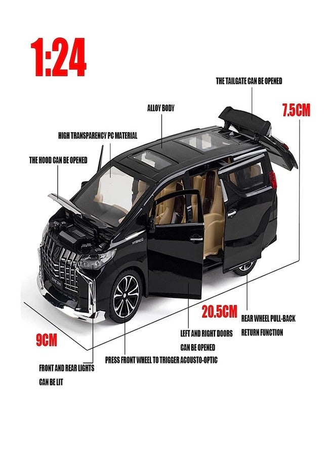 BlackZone Compatible for 1/24 Toyota Alphard Toy Car Metal Pull Back Diecast Car with Openable Door, Sound and Lights, Vehicles Toys for Gift Boys and Girls (White, 1:24 Medium) - Image 4